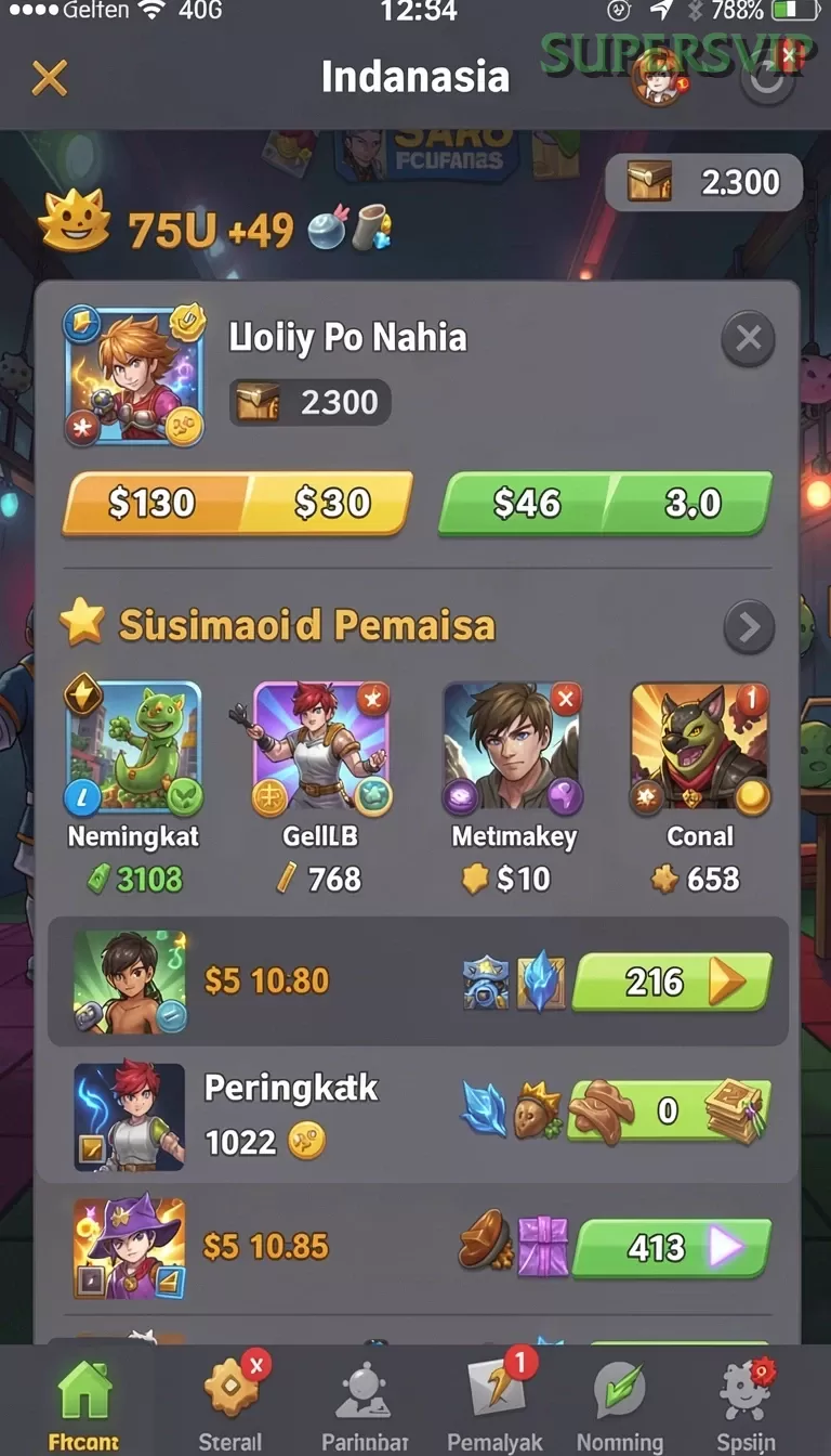 Cuplikan layar VIP555 — menu navigasi